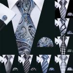 Graue Karo Krawatten-Sets aus Seide für Herren 