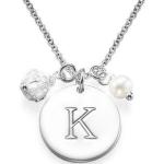 Silberne Buchstabenketten aus Silber mit Echte Perle personalisiert für Damen 