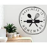 GRAZDesign Wandtattoo Küche Happiness is homemade | Küchenaufkleber selbstklebend - 50x50cm / 010 weiss