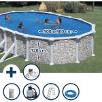 Graue Ovale Stahlwandpools & Frame Pools aus PVC mit Sandfilter 6-teilig 