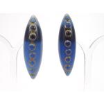 Blaue Vintage Ohrclips mit Köln-Motiv matt aus Kunststoff 