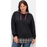 Reduzierte Schwarze Karo Langärmelige Sheego Damensweatshirts mit Kapuze Übergrößen Große Größen 