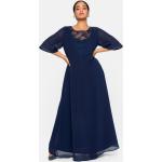 Marineblaue Sheego Maxi Lange Abendkleider durchsichtig mit Reißverschluss aus Chiffon für Damen Größe 3 XL für den für den Sommer 