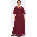 Reduzierte Bordeauxrote Elegante Sheego Maxi Lange Abendkleider mit Reißverschluss aus Chiffon für Damen Übergrößen Große Größen 