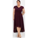 Reduzierte Auberginefarbene Sheego Mini V-Ausschnitt Kurze Abendkleider mit Reißverschluss für Damen Größe XL Große Größen 