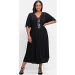 Reduzierte Schwarze Sheego V-Ausschnitt Festliche Kleider mit Pailletten mit Reißverschluss für Damen Größe 3 XL Große Größen 