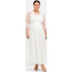 Offwhitefarbene Bestickte Elegante Sheego Herzförmige Festliche Kleider aus Mesh für Damen Größe 3 XL Große Größen 