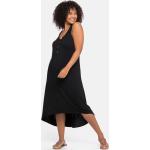Schwarze Ärmellose Sheego V-Ausschnitt Strandkleider mit Palmenmotiv mit Knopf für Damen Übergrößen Große Größen 