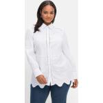 Reduzierte Weiße Bestickte Sheego Festliche Blusen mit Knopf aus Spitze für Damen Übergrößen Große Größen 