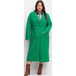 Reduzierte Grüne Maxi Langmäntel mit Gürtel mit Knopf aus Wolle für Damen Größe XL Große Größen 