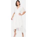 Offwhitefarbene Sheego V-Ausschnitt Chiffon-Abendkleider aus Chiffon für Damen Übergrößen für die Braut 