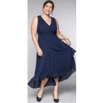 Marineblaue Sheego Abendkleider rückenfrei aus Chiffon für Damen Größe 3 XL Große Größen 