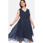 Reduzierte Marineblaue Elegante Ärmellose Sheego V-Ausschnitt Chiffon-Abendkleider aus Chiffon für Damen Übergrößen Große Größen 