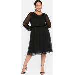 Schwarze Sheego Maxi V-Ausschnitt Lange Abendkleider aus Chiffon für Damen Übergrößen Große Größen 