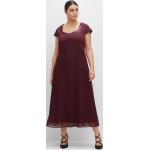 Reduzierte Auberginefarbene Sheego Mini Kurze Abendkleider mit Pailletten mit Reißverschluss aus Chiffon für Damen Größe XXL Große Größen 