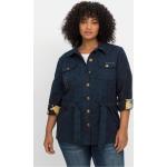 Reduzierte Marineblaue Bestickte Sheego Hemdjacken mit Knopf für Damen Übergrößen Große Größen 