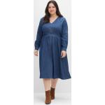 Reduzierte Blaue Sheego Denim V-Ausschnitt Freizeitkleider aus Denim für Damen Größe 3 XL Große Größen 