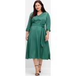 Reduzierte 3/4-ärmelige Sheego V-Ausschnitt Sommerkleider aus Satin für Damen Übergrößen Große Größen für den für den Sommer 