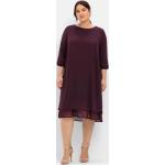 Burgundfarbene 3/4-ärmelige Sheego Chiffon-Abendkleider aus Chiffon für Damen Größe XL Große Größen 