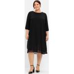 Schwarze 3/4-ärmelige Sheego Chiffon-Abendkleider aus Chiffon für Damen Übergrößen Große Größen 