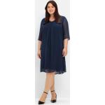 Marineblaue Elegante Sheego Chiffon-Abendkleider aus Chiffon für Damen Übergrößen Große Größen 