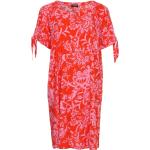 Rote Blumenmuster Via Appia Due Kleider mit Schlitz für Damen Übergrößen für den für den Sommer 