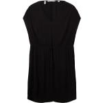 Reduzierte Schwarze Tom Tailor Mini V-Ausschnitt Shirtkleider für Damen Übergrößen Große Größen 