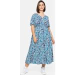 Reduzierte Blaue Sheego V-Ausschnitt Sommerkleider Gesmokte für Damen Übergrößen Große Größen für den für den Sommer 