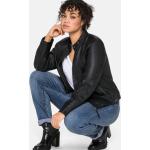 Schwarze Sheego Stehkragen Übergangsjacken mit Reißverschluss aus Leder enganliegend für Damen Größe XL Große Größen für den für den Winter 