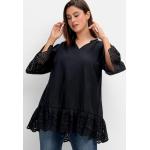 Schwarze Sheego Tunika-Blusen durchsichtig aus Spitze für Damen Größe 3 XL Große Größen 