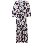 Reduzierte Dunkelblaue Blumenmuster Tom Tailor Maxi V-Ausschnitt Sommerkleider für Damen Größe XXL Große Größen für den für den Sommer 