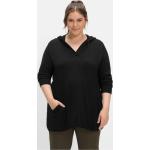 Reduzierte Schwarze Langärmelige Sheego Kaschmir-Pullover aus Wolle mit Kapuze für Damen Größe XL Große Größen 