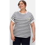 Reduzierte Gestreifte Maritime Sheego Shirts mit Tasche aus Jersey für Damen Größe XL Große Größen 