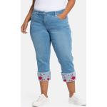 Reduzierte Hellblaue Bestickte Sheego Denim Jeans mit Stickerei mit Fransen aus Denim für Damen Übergrößen Große Größen 