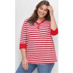 Reduzierte Gestreifte Maritime 3/4-ärmelige Sheego V-Ausschnitt V-Shirts aus Jersey für Damen Übergrößen Große Größen 