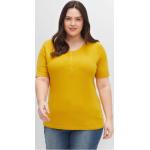 Reduzierte Senfgelbe Kurzärmelige Sheego T-Shirts für Damen Übergrößen Große Größen 