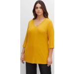 Reduzierte Senfgelbe Sheego V-Ausschnitt V-Shirts für Damen Größe XL Große Größen 