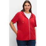 Rote Sheego Zip Hoodies & Sweatjacken mit Reißverschluss mit Kapuze für Damen Größe XXL Große Größen 