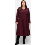 Reduzierte Bordeauxrote Langärmelige Sheego V-Ausschnitt Shirtkleider für Damen Größe XXL Große Größen 