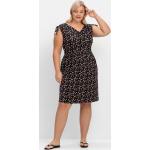 Reduzierte Schwarze Gepunktete Sheego Mini V-Ausschnitt Minikleider & kurze Kleider Gesmokte aus Jersey für Damen Größe 3 XL Große Größen 