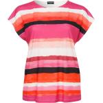 Reduzierte Pinke Gestreifte Kurzärmelige Via Appia Due T-Shirts für Damen Übergrößen Große Größen 