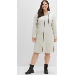 Reduzierte Beige Melierte Streetwear Sheego Midi Sweatkleider aus Leder mit Kapuze für Damen Übergrößen Große Größen 