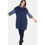 Reduzierte Marineblaue Melierte Casual 3/4-ärmelige Sheego Sweatkleider mit Kapuze für Damen Übergrößen Große Größen 