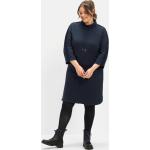 Reduzierte Mitternachtsblaue Gestreifte Sheego Midi Stehkragen Sweatkleider für Damen Übergrößen Große Größen 