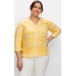 Reduzierte Gelbe Karo 3/4-ärmelige Sheego Rundhals-Ausschnitt Tunika-Blusen für Damen Übergrößen Große Größen 