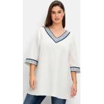 Reduzierte Weiße Bestickte Sheego V-Ausschnitt Tunika-Blusen für Damen Übergrößen Große Größen 