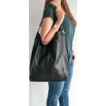Schwarze Oversize Lederhandtaschen mit Reißverschluss aus Rindsleder für Damen 