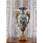 Blaue 43 cm Große Vasen 18 cm mit Ornament-Motiv aus Porzellan 