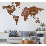 Reduzierte Mahagonifarbene Retro Weltkarte Bilder mit Weltkartenmotiv 