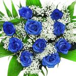Blaue Blumensträuße zur Geburt 